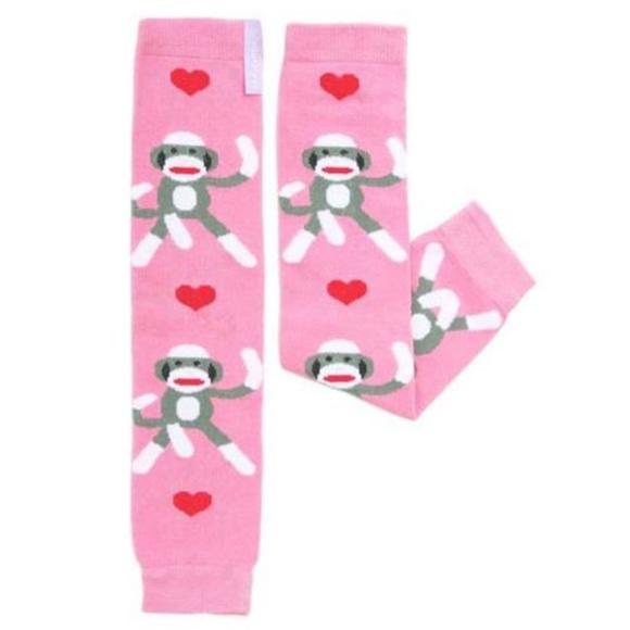 Pink Sock Monkey Leghuggers Leg Warmers by Huggalugs *Fits Newborn to 6 MTH- NIP - Picture 3 of 4